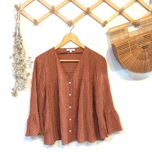 Madewell XL Rust Blouse with bell sleeve
